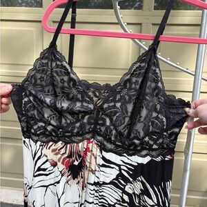 Soma Black and White Lace Chemise with Adjustable Straps